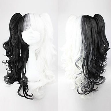 Preto e branco de várias cores Ponytail 70 centímetros Punk